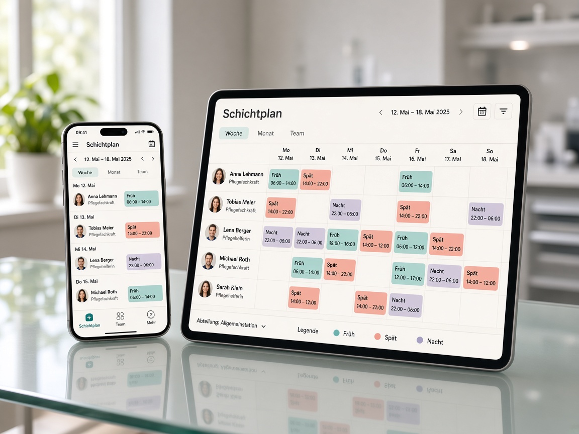 Vorschau des MethaPlan Schichtplans auf Tablet und Smartphone